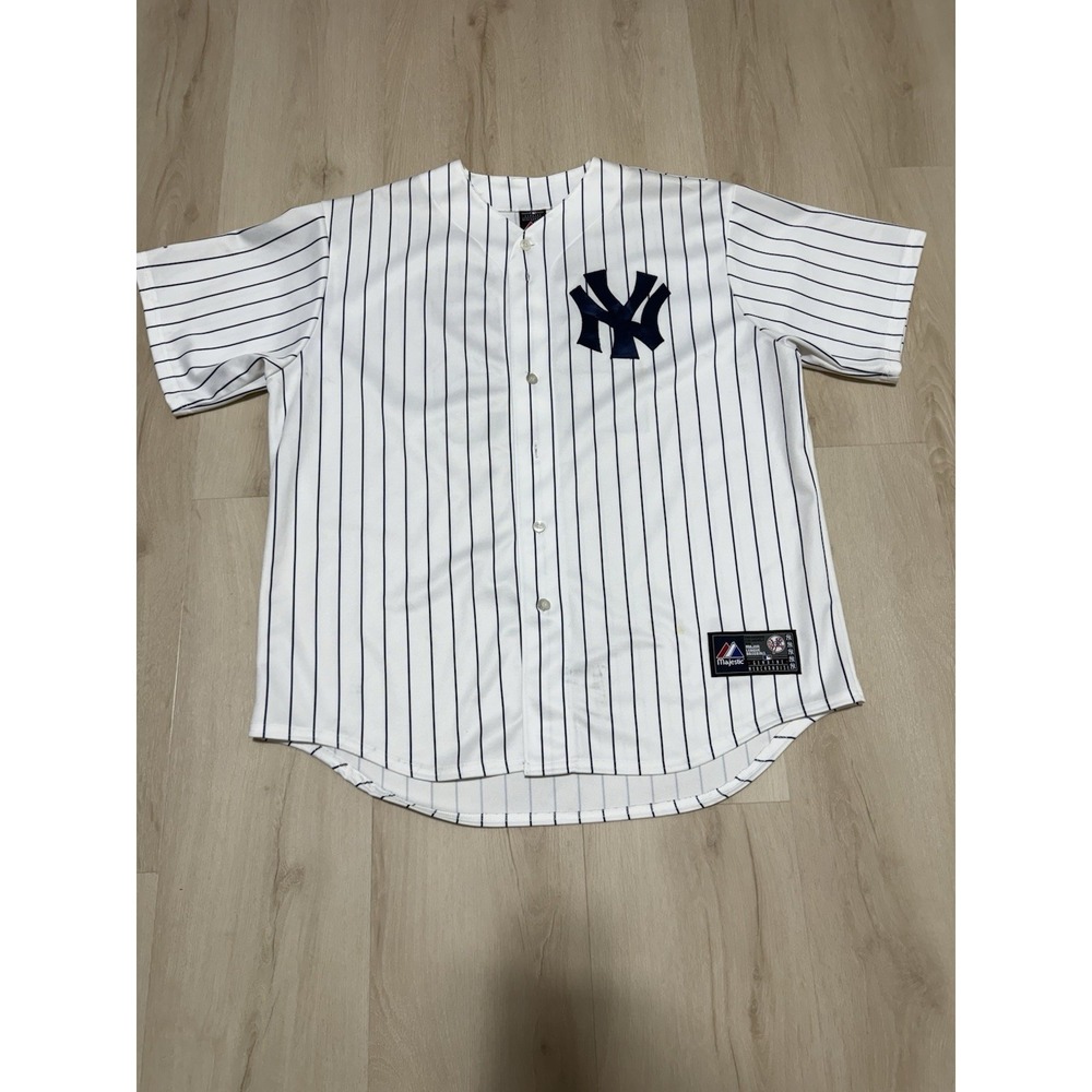 Majestic New York Yankees #25 Pinstripe Baseball Jersey Men's XL White MLB